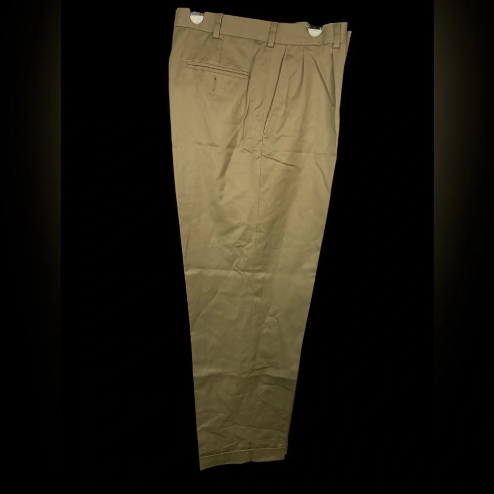 Lands End Traditional Fit Pleated and Cuffed Tan Dress Pants Men’s 32x29